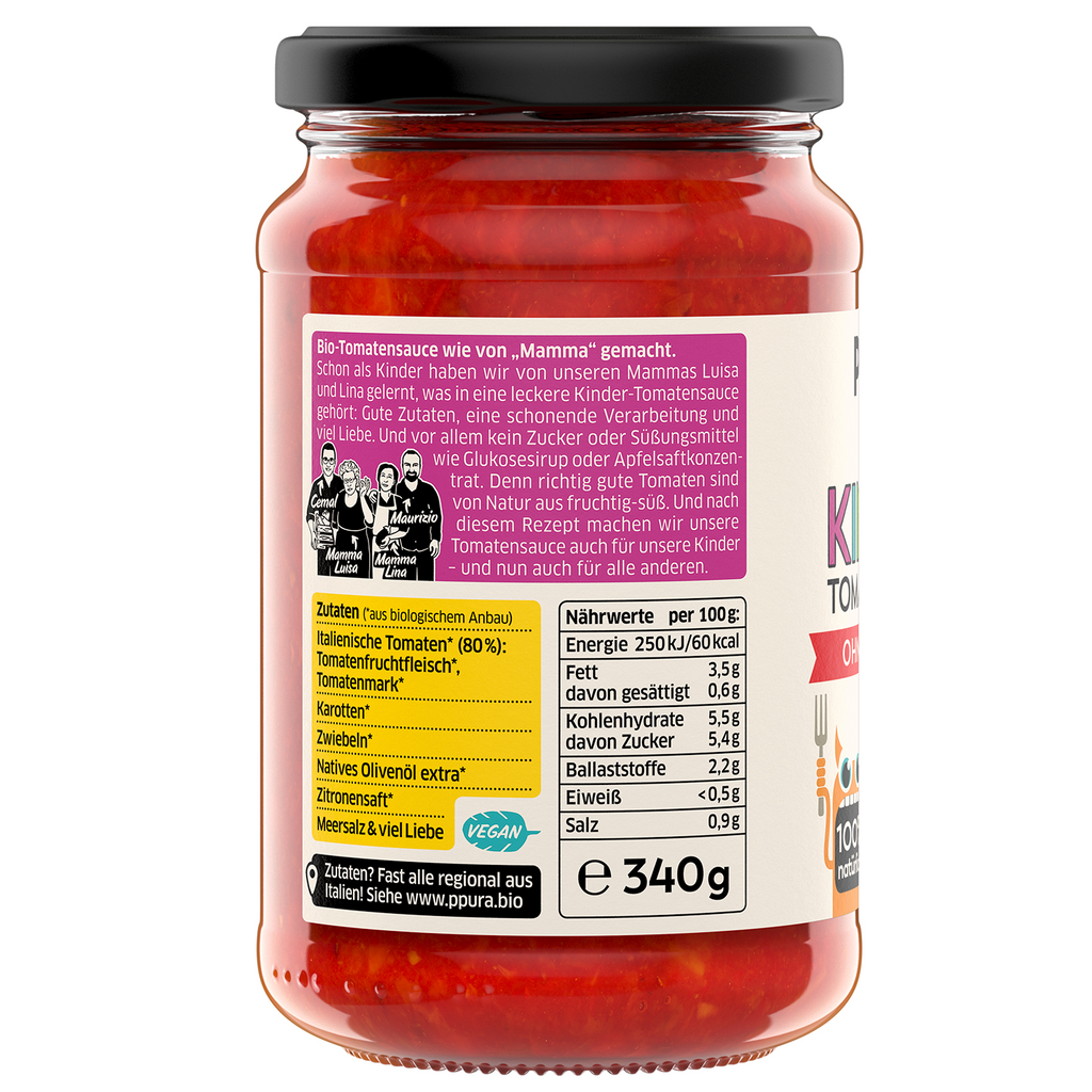 Bio-Tomatensauce für Kinder 340 g - kindgesund - Natürliche und gesunde Produkte für Kinder