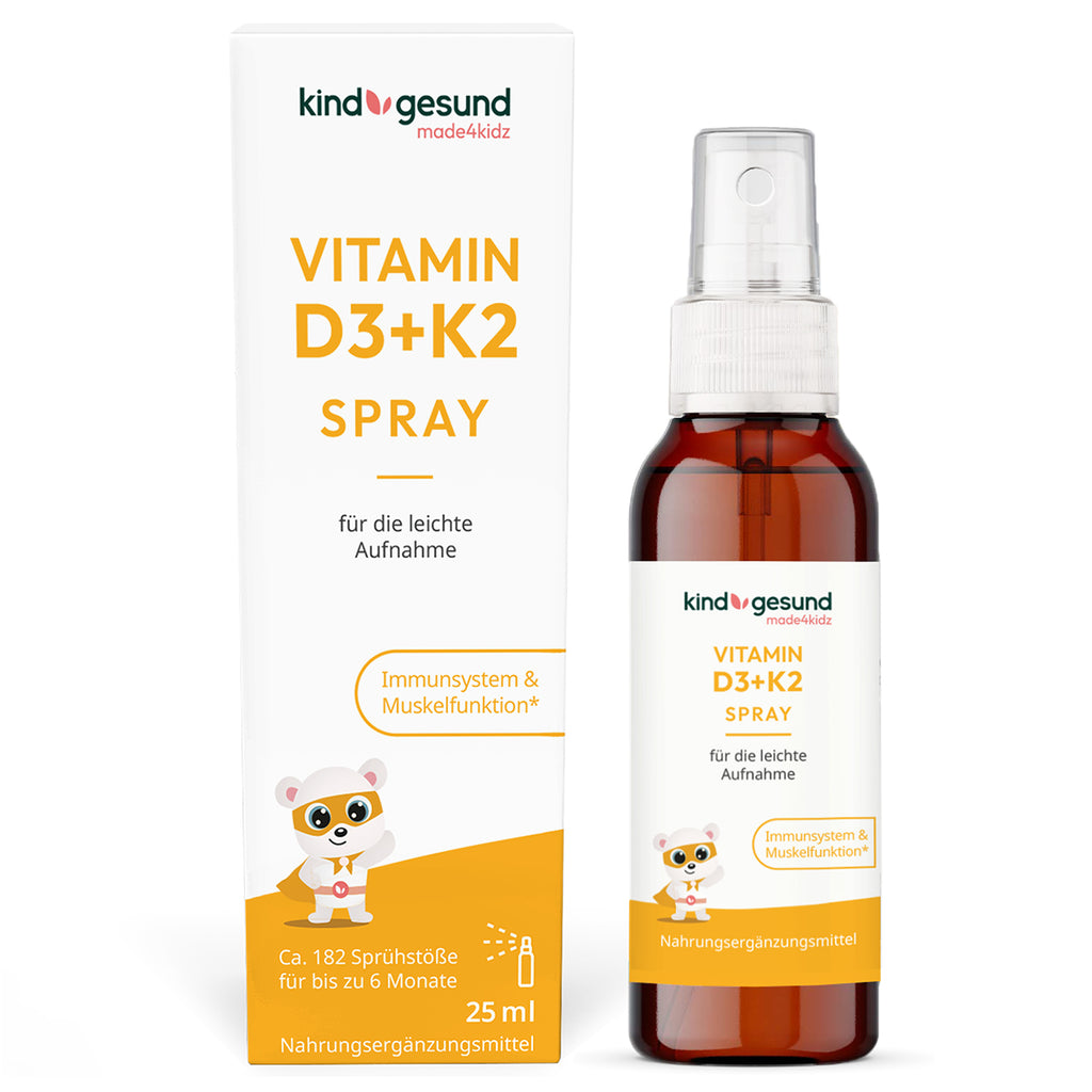 Vorderseite des Vitamin D3+K2 Spray für Kinder