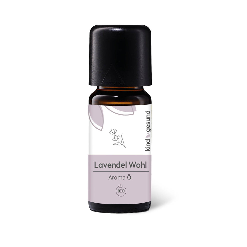 Vorderseite Bio-Lavendel Aroma Öl von kindgesund