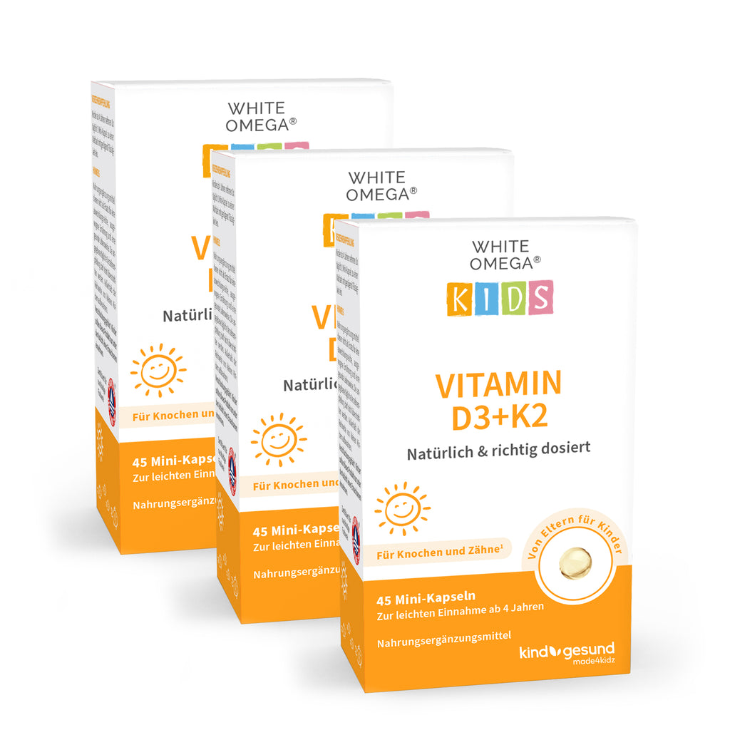 White Omega Kids Vitamin D fuer Kinder 3er Pack