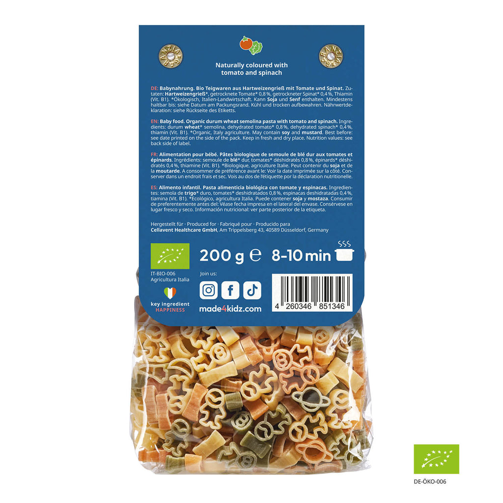 Bio-Nudeln für Kinder: Space Pasta - made4kidz® - kindgesund - Natürliche und gesunde Produkte für Kinder